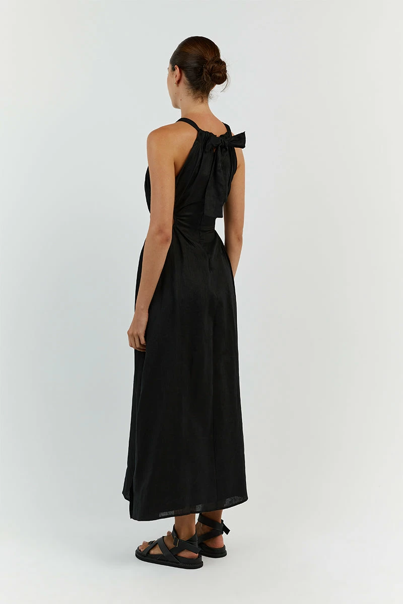 DISSH CAMILA BLACK LINEN MIDI DRESS 4 DISSH CAMILA BLACK LINEN MIDI DRESS - Image 4