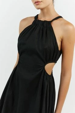 DISSH CAMILA BLACK LINEN MIDI DRESS 9 DISSH CAMILA BLACK LINEN MIDI DRESS -DISSH all-clothing Shop DFS11448BK.600 14