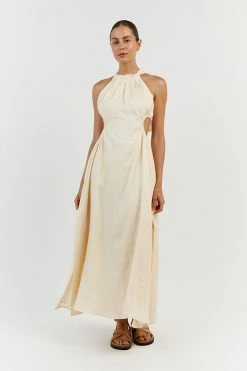 DISSH CAMILA BUTTER LINEN MIDI DRESS