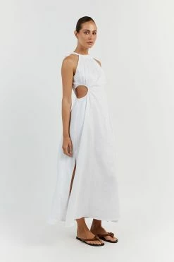 DISSH CAMILA WHITE LINEN MIDI DRESS -DISSH all-clothing Shop DFS11448WE.100 12