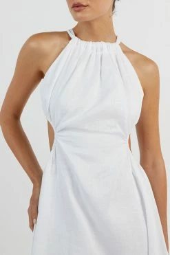 DISSH CAMILA WHITE LINEN MIDI DRESS -DISSH all-clothing Shop DFS11448WE.100 14