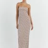 DISSH MAE WHITE CHOC GEO STRAPLESS DRESS
