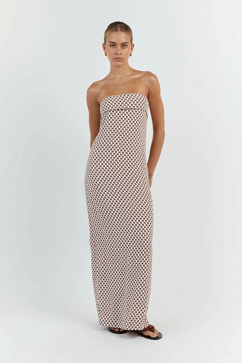 DISSH MAE WHITE CHOC GEO STRAPLESS DRESS 3 DISSH MAE WHITE CHOC GEO STRAPLESS DRESS - Image 3