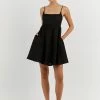 DISSH SUNNY BLACK LINEN MINI DRESS