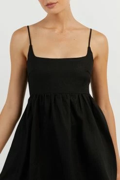 DISSH SUNNY BLACK LINEN MINI DRESS -DISSH all-clothing Shop DFS11458BK.600 13