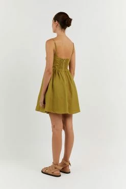 DISSH SUNNY CHARTREUSE LINEN MINI DRESS 8 DISSH SUNNY CHARTREUSE LINEN MINI DRESS -DISSH all-clothing Shop DFS11458CHE.525 13