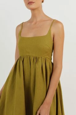 DISSH SUNNY CHARTREUSE LINEN MINI DRESS 7 DISSH SUNNY CHARTREUSE LINEN MINI DRESS -DISSH all-clothing Shop DFS11458CHE.525 14