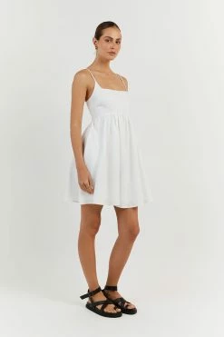 DISSH SUNNY WHITE LINEN MINI DRESS -DISSH all-clothing Shop DFS11458WE.100 12