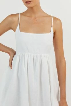 DISSH SUNNY WHITE LINEN MINI DRESS -DISSH all-clothing Shop DFS11458WE.100 15