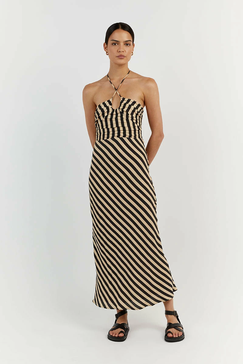 DISSH CLEMENCE WHEAT STRIPE MIDI DRESS 2 DISSH CLEMENCE WHEAT STRIPE MIDI DRESS - Image 2