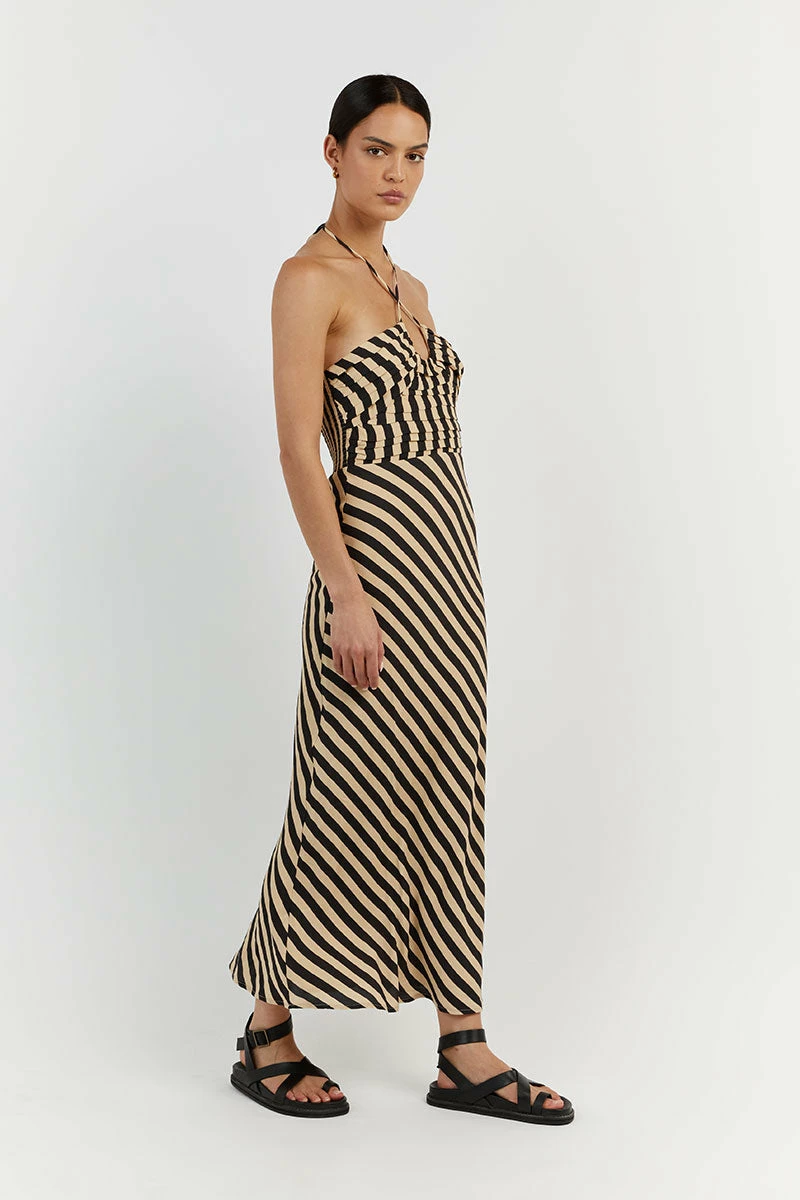 DISSH CLEMENCE WHEAT STRIPE MIDI DRESS 3 DISSH CLEMENCE WHEAT STRIPE MIDI DRESS - Image 3