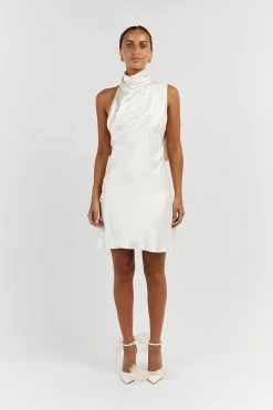 DISSH AISLE WHITE SATIN BACKLESS MINI DRESS 9 DISSH AISLE WHITE SATIN BACKLESS MINI DRESS -DISSH all-clothing Shop DFS11477WE.100 11