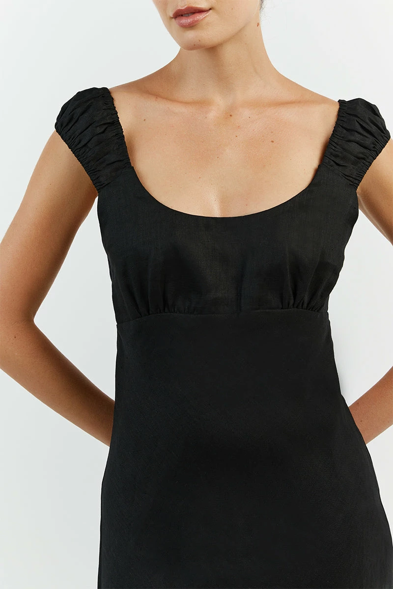 DISSH ABBY BLACK BIAS CUT LINEN MIDI DRESS 5 DISSH ABBY BLACK BIAS CUT LINEN MIDI DRESS - Image 5