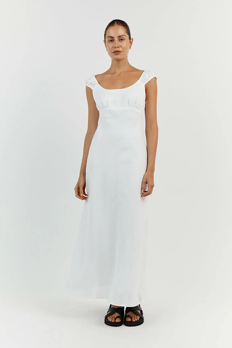 DISSH ABBY WHITE BIAS LINEN MIDI DRESS 5 DISSH ABBY WHITE BIAS LINEN MIDI DRESS - Image 5