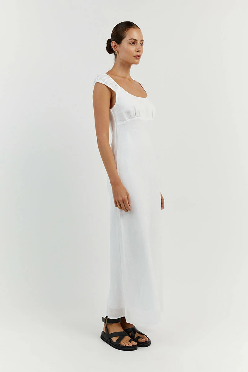 DISSH ABBY WHITE BIAS LINEN MIDI DRESS 2 DISSH ABBY WHITE BIAS LINEN MIDI DRESS - Image 2