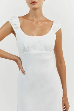 DISSH ABBY WHITE BIAS LINEN MIDI DRESS 8 DISSH ABBY WHITE BIAS LINEN MIDI DRESS -DISSH all-clothing Shop DFS11504WE.100 14