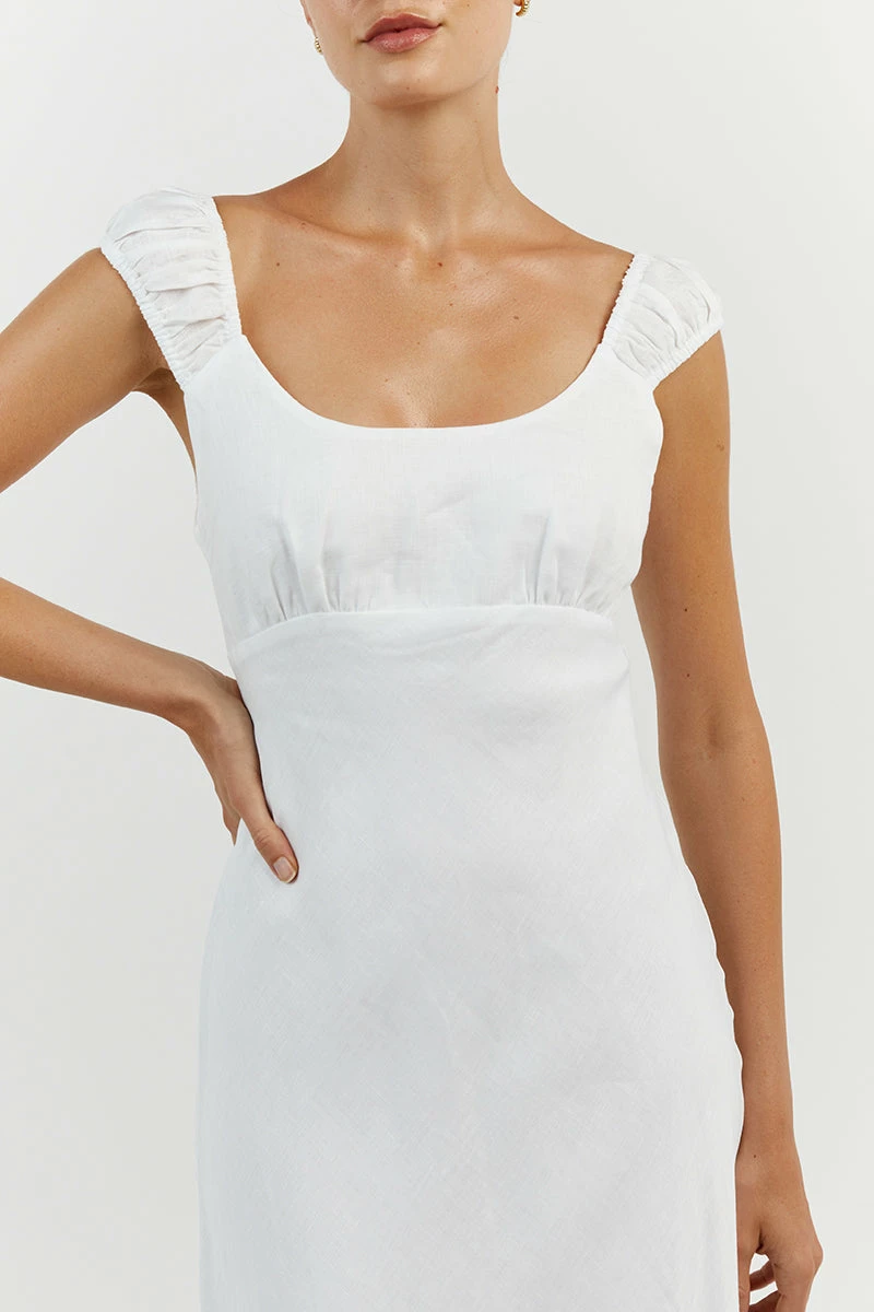 DISSH ABBY WHITE BIAS LINEN MIDI DRESS 4 DISSH ABBY WHITE BIAS LINEN MIDI DRESS - Image 4