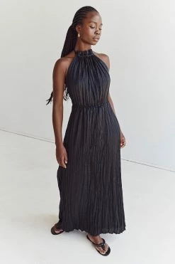 DISSH CORI BLACK CRINKLE MIDI DRESS 12 DISSH CORI BLACK CRINKLE MIDI DRESS -DISSH all-clothing Shop DFS11517BK.600