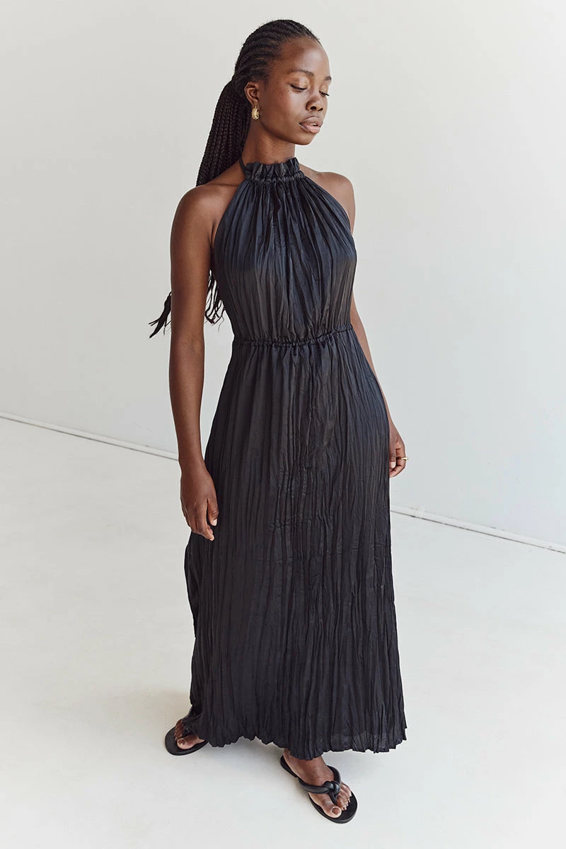 DISSH CORI BLACK CRINKLE MIDI DRESS 6 DISSH CORI BLACK CRINKLE MIDI DRESS - Image 6