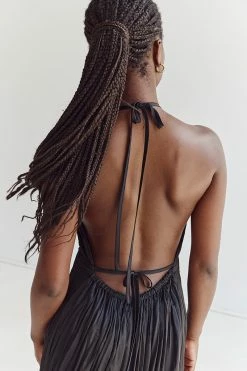 DISSH CORI BLACK CRINKLE MIDI DRESS 13 DISSH CORI BLACK CRINKLE MIDI DRESS -DISSH all-clothing Shop DFS11517BK.600 1