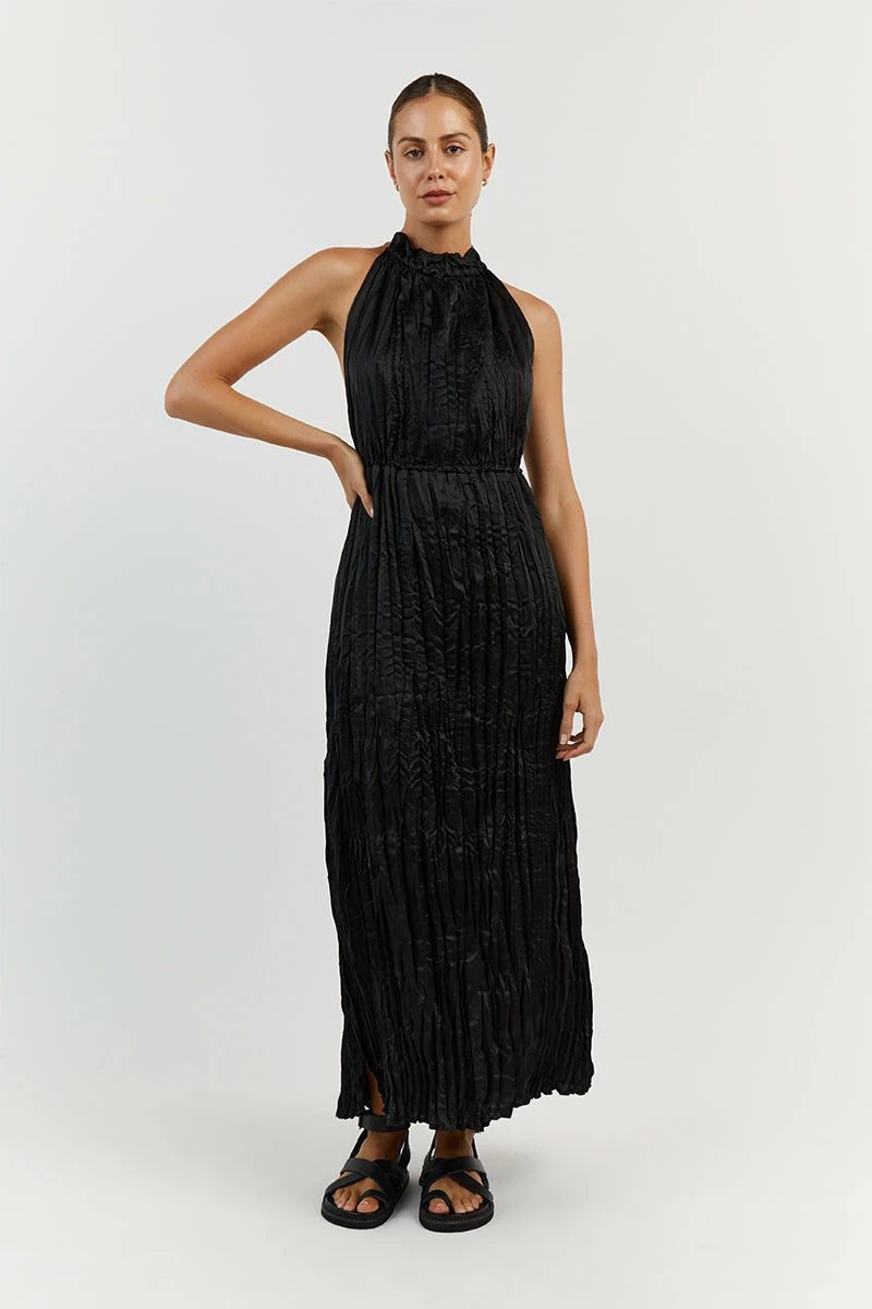 DISSH CORI BLACK CRINKLE MIDI DRESS 3 DISSH CORI BLACK CRINKLE MIDI DRESS - Image 3