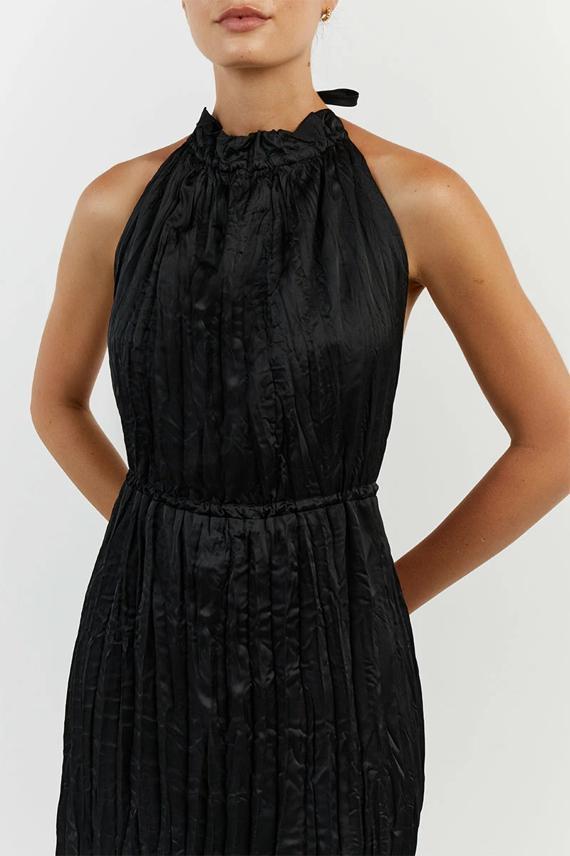 DISSH CORI BLACK CRINKLE MIDI DRESS 5 DISSH CORI BLACK CRINKLE MIDI DRESS - Image 5