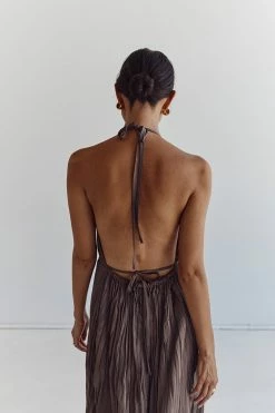 DISSH CORI TAUPE CRINKLE MIDI DRESS -DISSH all-clothing Shop DFS11517TAU.558 1