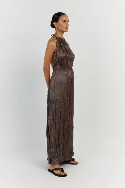 DISSH CORI TAUPE CRINKLE MIDI DRESS -DISSH all-clothing Shop DFS11517TAU.558 12