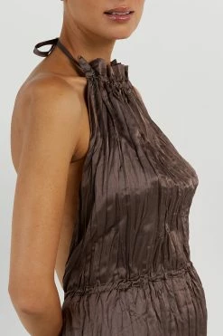DISSH CORI TAUPE CRINKLE MIDI DRESS -DISSH all-clothing Shop DFS11517TAU.558 13