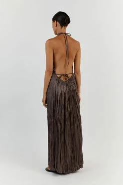 DISSH CORI TAUPE CRINKLE MIDI DRESS -DISSH all-clothing Shop DFS11517TAU.558 14