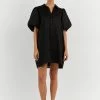 DISSH MONTY BLACK LINEN SHIRT DRESS