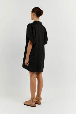 DISSH MONTY BLACK LINEN SHIRT DRESS 18 DISSH MONTY BLACK LINEN SHIRT DRESS -DISSH all-clothing Shop DFS11519BK.600 13
