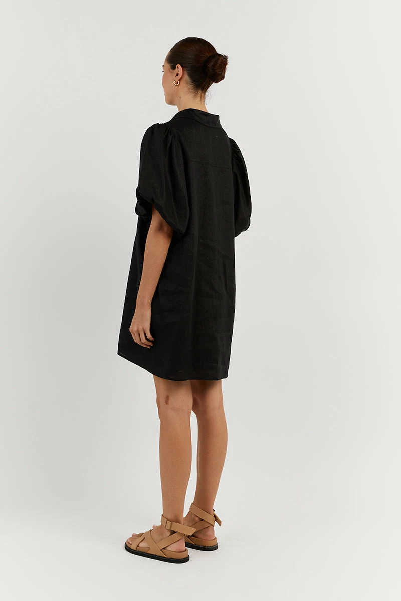 DISSH MONTY BLACK LINEN SHIRT DRESS 4 DISSH MONTY BLACK LINEN SHIRT DRESS - Image 4