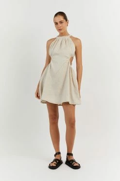 DISSH CAMILA NATURAL LINEN MINI DRESS