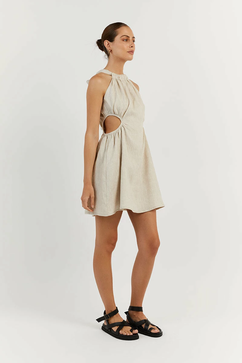 DISSH CAMILA NATURAL LINEN MINI DRESS 3 DISSH CAMILA NATURAL LINEN MINI DRESS - Image 3