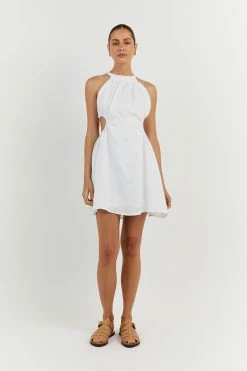 DISSH CAMILA WHITE LINEN MINI DRESS