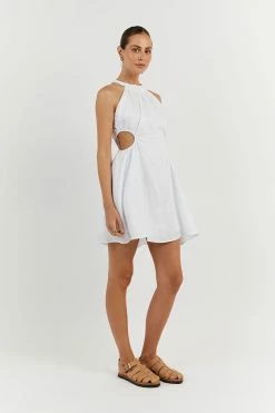 DISSH CAMILA WHITE LINEN MINI DRESS 7 DISSH CAMILA WHITE LINEN MINI DRESS -DISSH all-clothing Shop DFS11520WE.100 12