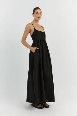 DISSH SUNNY BLACK LINEN MIDI DRESS 7 DISSH SUNNY BLACK LINEN MIDI DRESS -DISSH all-clothing Shop DFS11521BK.600 12