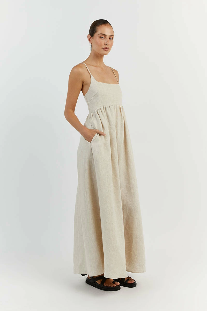 DISSH SUNNY NATURAL LINEN MIDI DRESS 3 DISSH SUNNY NATURAL LINEN MIDI DRESS - Image 3