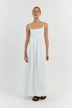 DISSH SUNNY WHITE LINEN MIDI DRESS