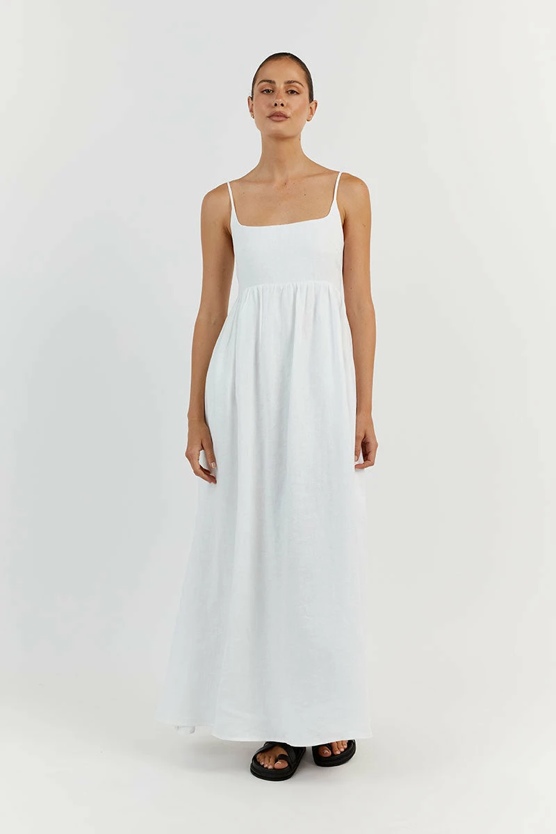 DISSH SUNNY WHITE LINEN MIDI DRESS 1 DISSH SUNNY WHITE LINEN MIDI DRESS