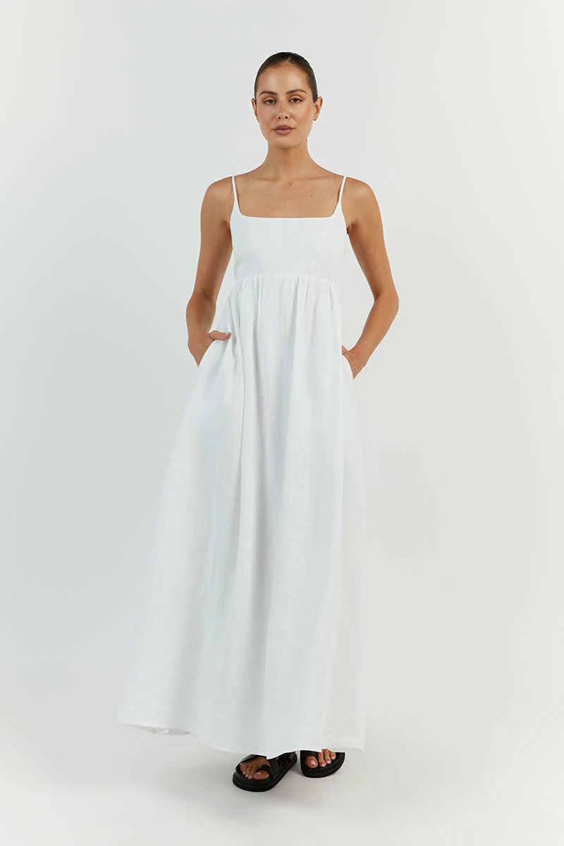 DISSH SUNNY WHITE LINEN MIDI DRESS 2 DISSH SUNNY WHITE LINEN MIDI DRESS - Image 2
