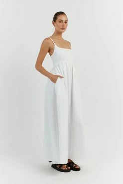 DISSH SUNNY WHITE LINEN MIDI DRESS 7 DISSH SUNNY WHITE LINEN MIDI DRESS -DISSH all-clothing Shop DFS11521WE.100 12
