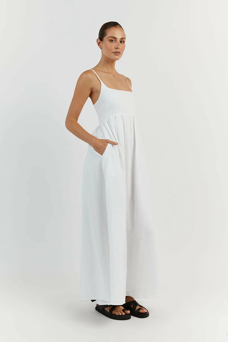 DISSH SUNNY WHITE LINEN MIDI DRESS 3 DISSH SUNNY WHITE LINEN MIDI DRESS - Image 3