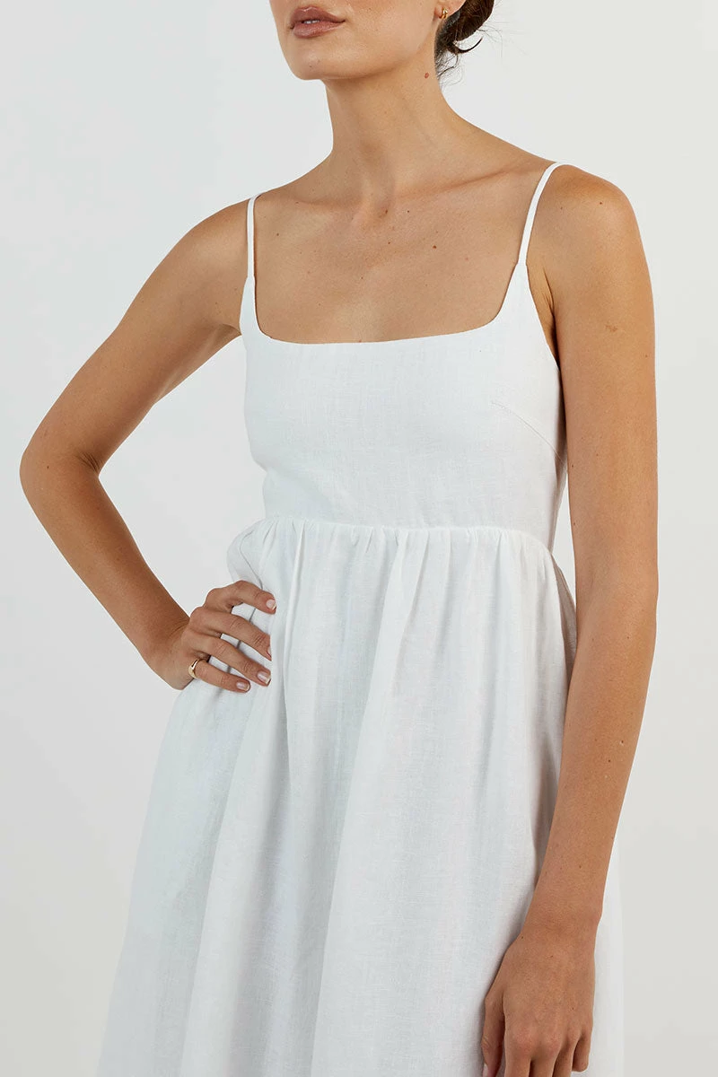 DISSH SUNNY WHITE LINEN MIDI DRESS 4 DISSH SUNNY WHITE LINEN MIDI DRESS - Image 4