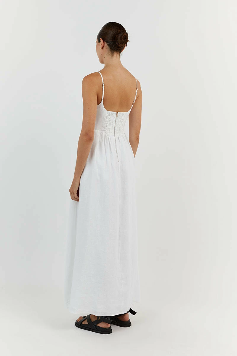 DISSH SUNNY WHITE LINEN MIDI DRESS 5 DISSH SUNNY WHITE LINEN MIDI DRESS - Image 5