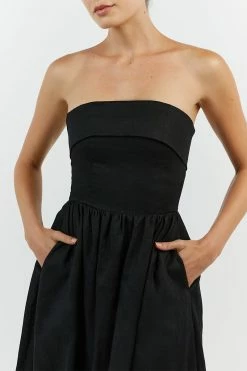 DISSH ALLIE BLACK LINEN MIDI DRESS 9 DISSH ALLIE BLACK LINEN MIDI DRESS -DISSH all-clothing Shop DFS11552BK.600 14