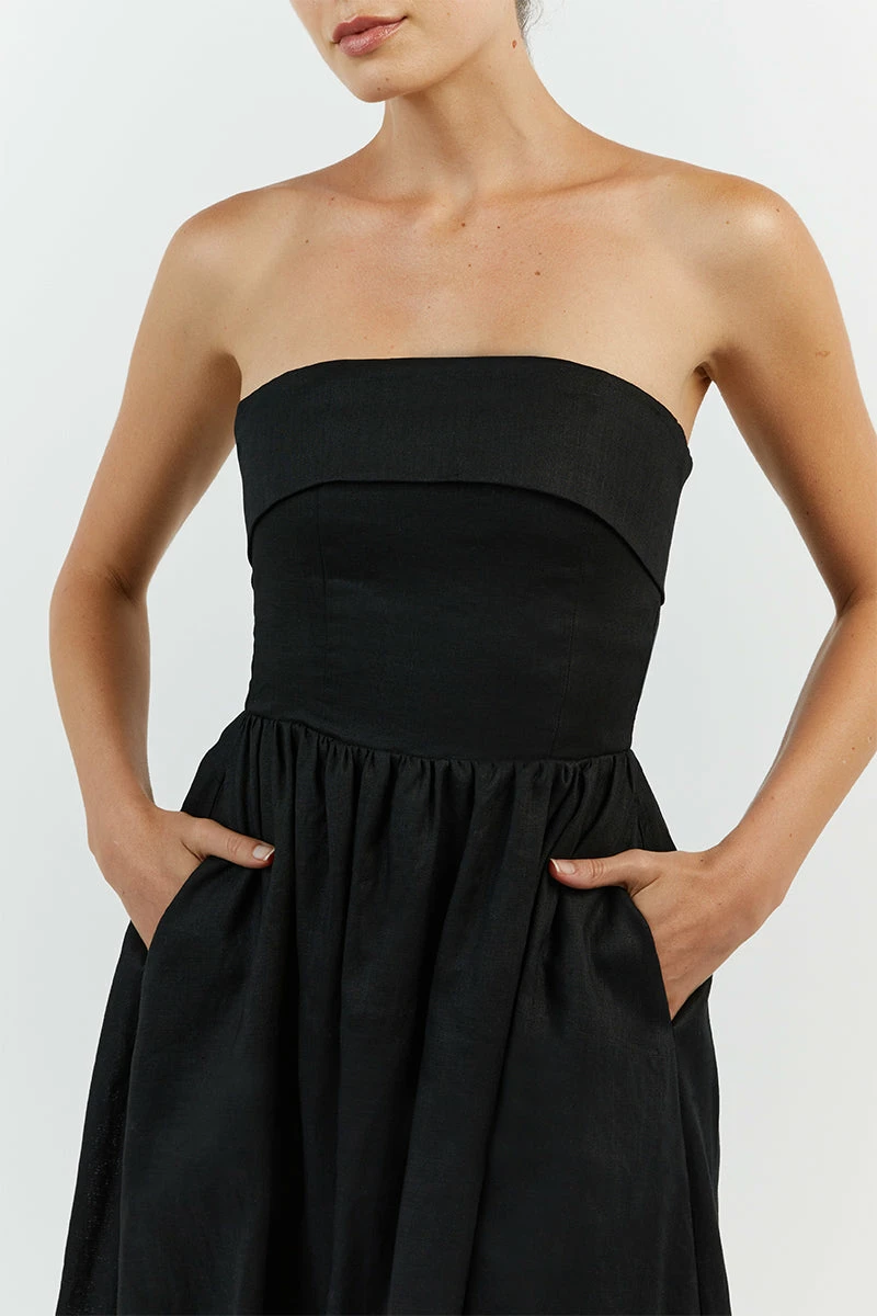 DISSH ALLIE BLACK LINEN MIDI DRESS 5 DISSH ALLIE BLACK LINEN MIDI DRESS - Image 5