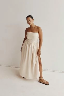 DISSH ALLIE BUTTER LINEN MIDI DRESS 11 DISSH ALLIE BUTTER LINEN MIDI DRESS -DISSH all-clothing Shop DFS11552BUT.195