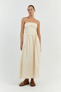 DISSH ALLIE BUTTER LINEN MIDI DRESS